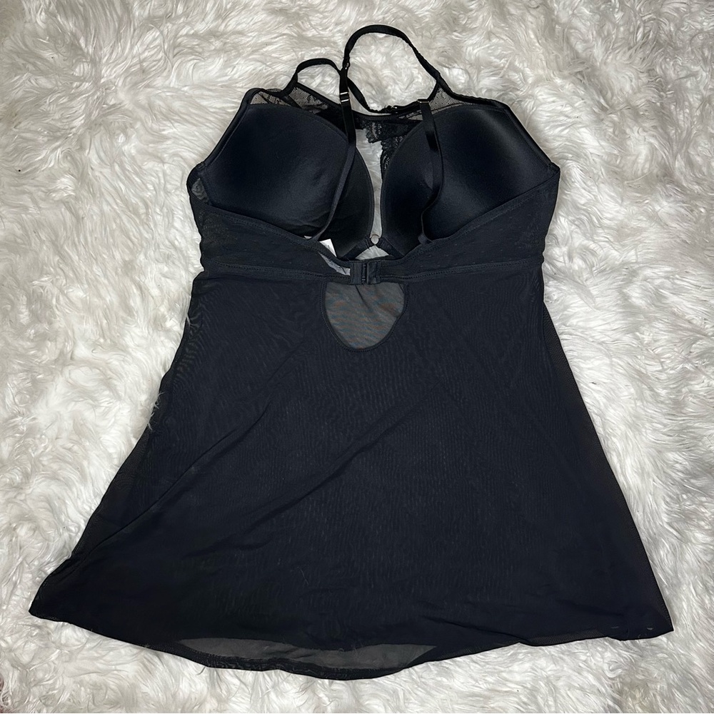 Auden High Neck Lacy 2 Piece Babydoll Lingerie Set Black Size XL - Picture 5 of 8